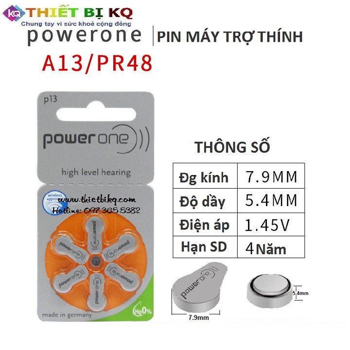 Pin máy trợ thính Power one P13 A13 PR48 zine Đức