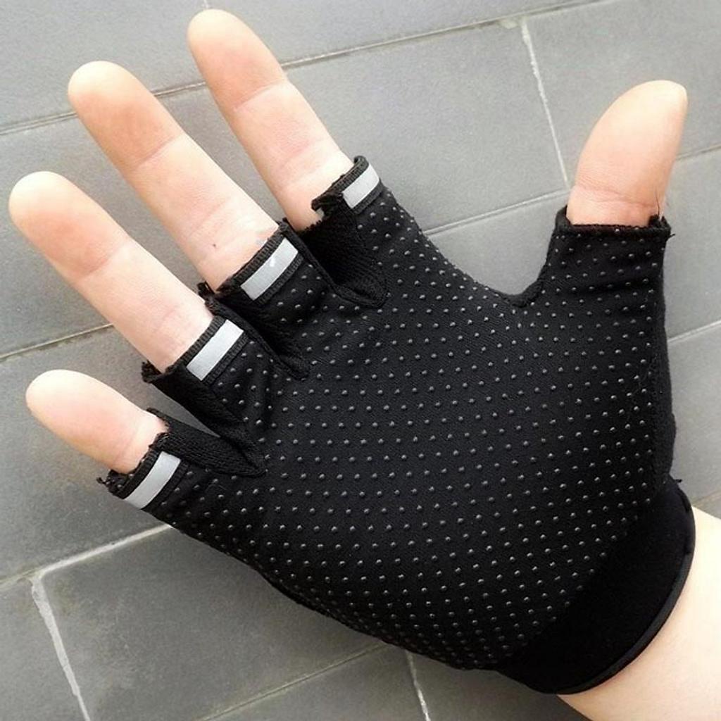 Găng tay nửa ngón thể thao nam có miếng đệm bảo vệ, phù hợp chạy xe máy, xe đạp thể thao
