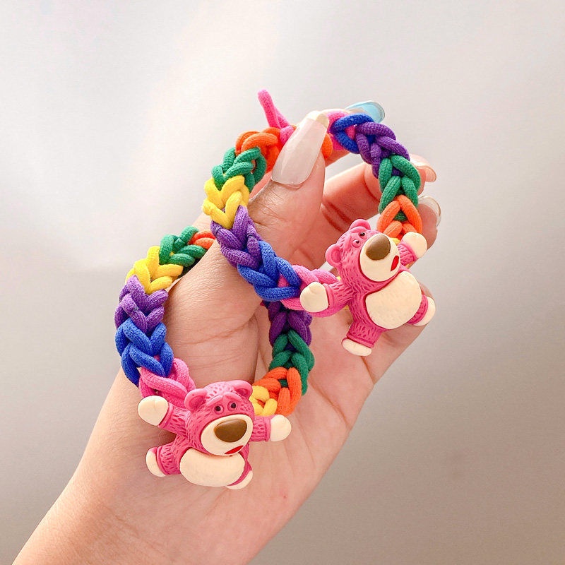 Bộ Phụ Kiện Làm Vòng Tay / Dây Buộc Tóc Hình Gấu / Dâu Tây Bằng Cao Su Dễ Thương diy