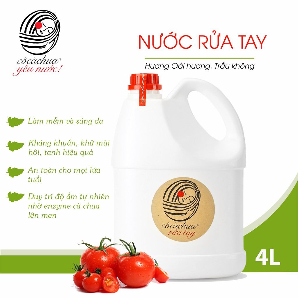 Nước Rửa Tay Thiên Nhiên Cô Cà Chua Yêu Nước Nhẹ Dịu Cho Da 4L