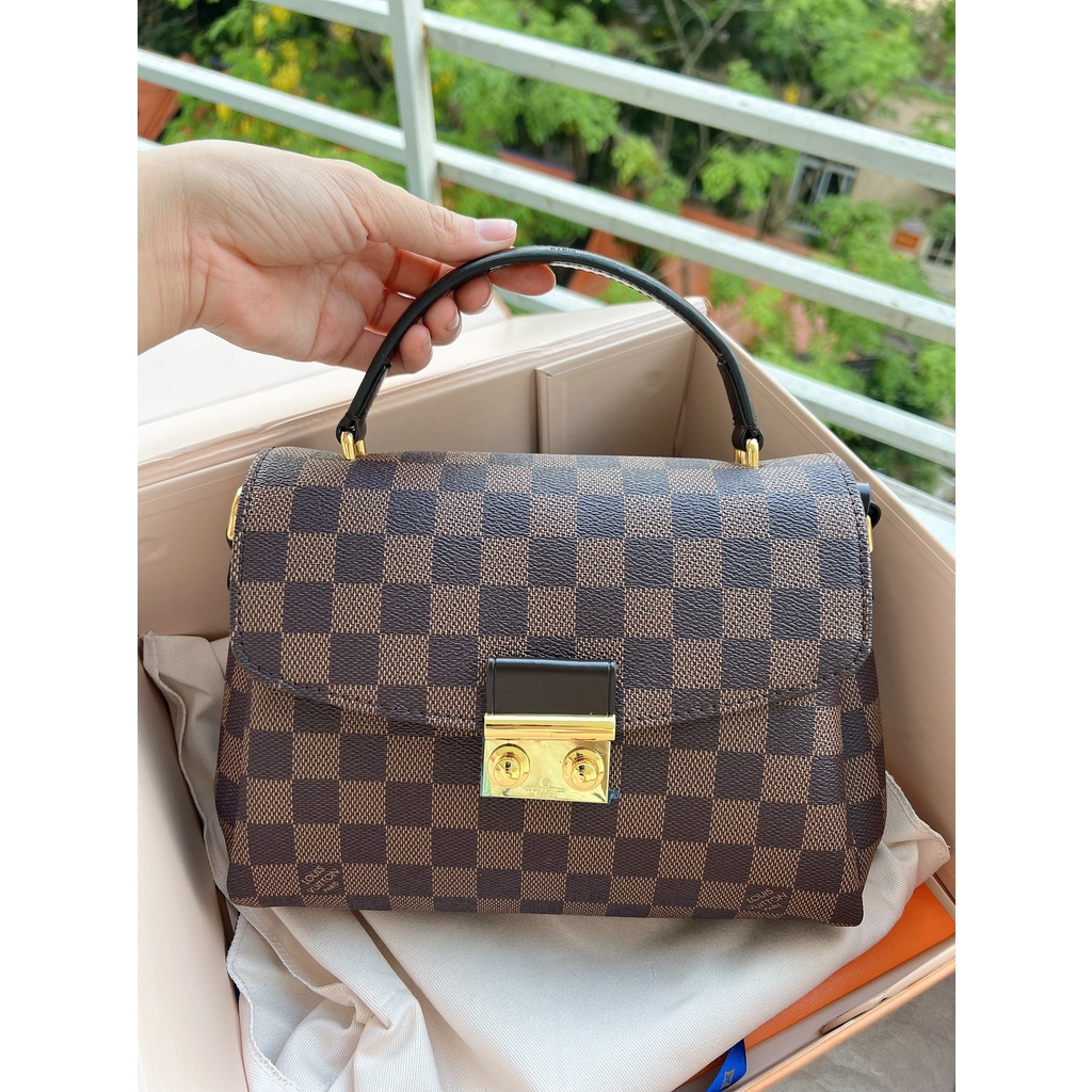 Túi Xách Công Sở Lou.is Vui.ttion Size 24cm Họa tiết ô nâu