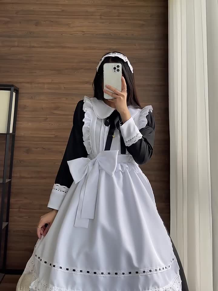 Bộ Đồ Hóa Trang Cô Hầu Gái Lolita Họa Tiết Rằn Ri Phong Cách Nhật Bản Dễ Thương | BigBuy360 - bigbuy360.vn