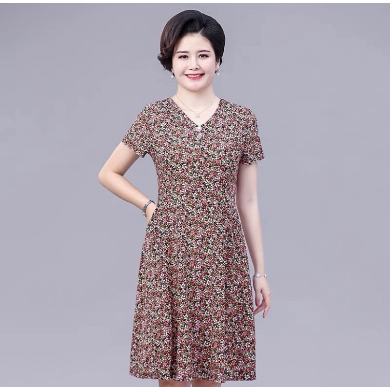 Váy đầm trung niên nữ sang trọng, cao cấp - Váy đẹp cho mẹ mặc thường ngày, đi chơi, đi tiệc