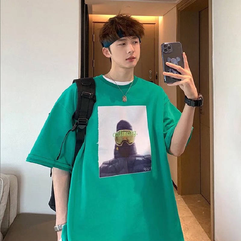 Áo Thun Tay Ngắn Dáng Rộng In Họa Tiết Hoạt Hình Phong Cách Hip Hop Hàn Quốc Thời Trang Mùa Hè Cho Nam