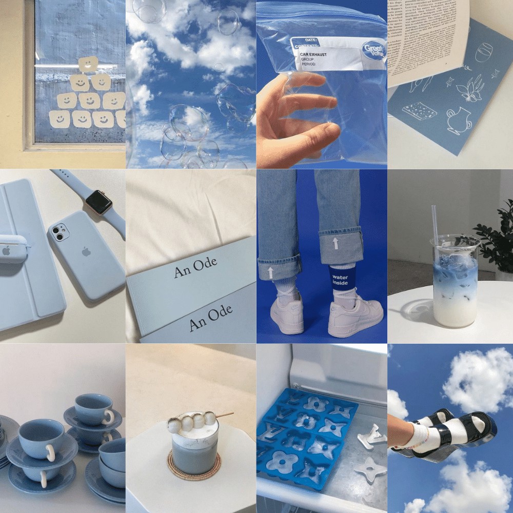 Wall Collage keo sẵng dán tường trang trí decor phòng ngủ - theme Rain clouds