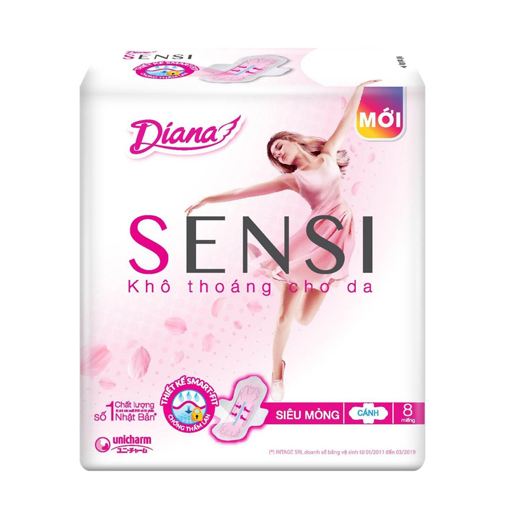 Băng vệ sinh Diana Sensi siêu mỏng có cánh 8 miếng