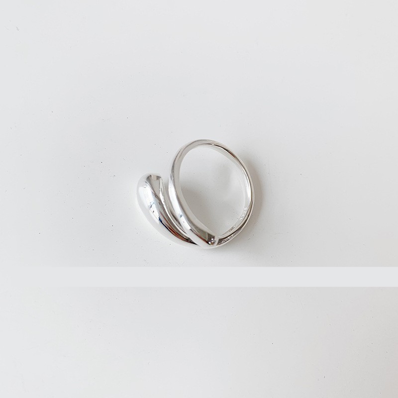 Nhẫn Thép Titan B883 Hình Giọt Nước Phong Cách Retro Hàn Quốc