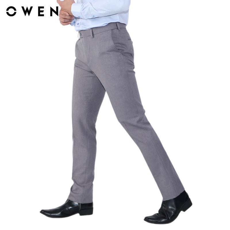 Quần tây nam Owen Nano Regular Fit tăng đơ Ghi - QRT23479