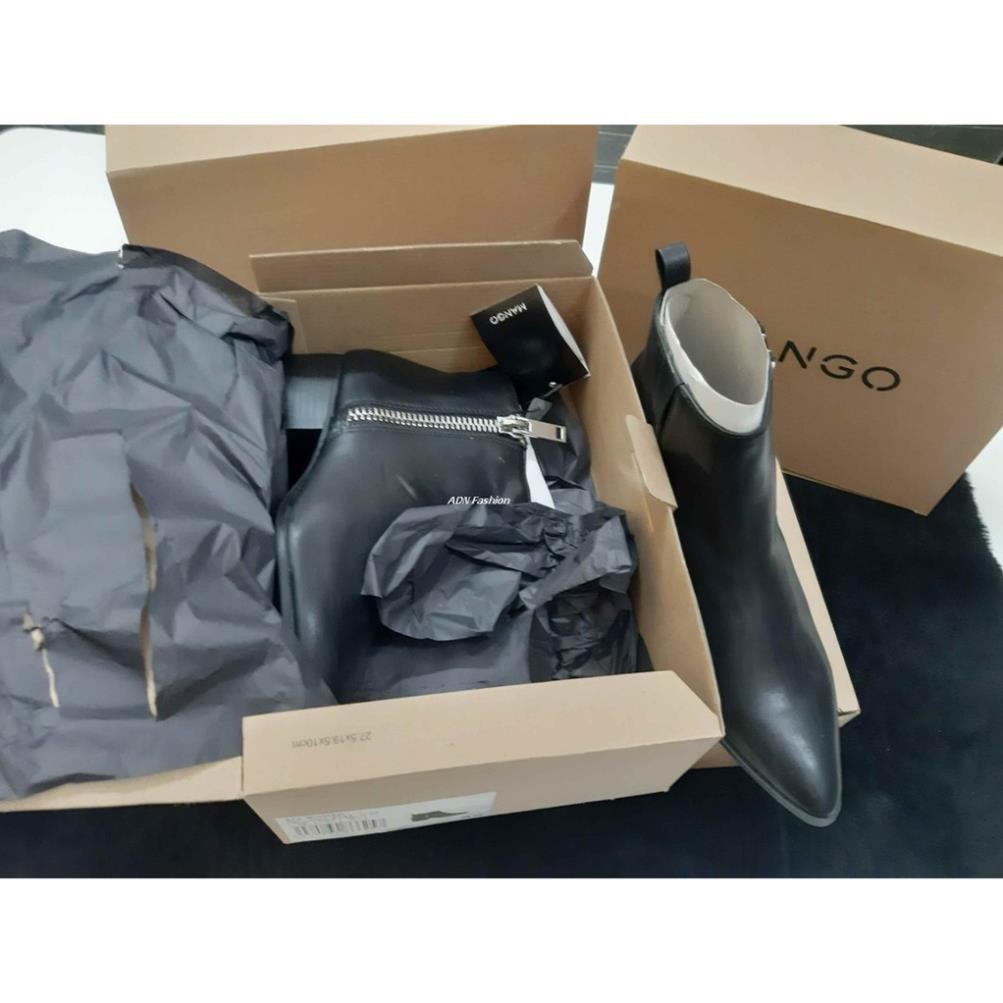 giày Bốt Châu âu MANGO Nữ Da Mềm boot Cổ Ngắn Mũi Nhọn Cao 4 Phân .[ HOT ] 2020 L ; 2021