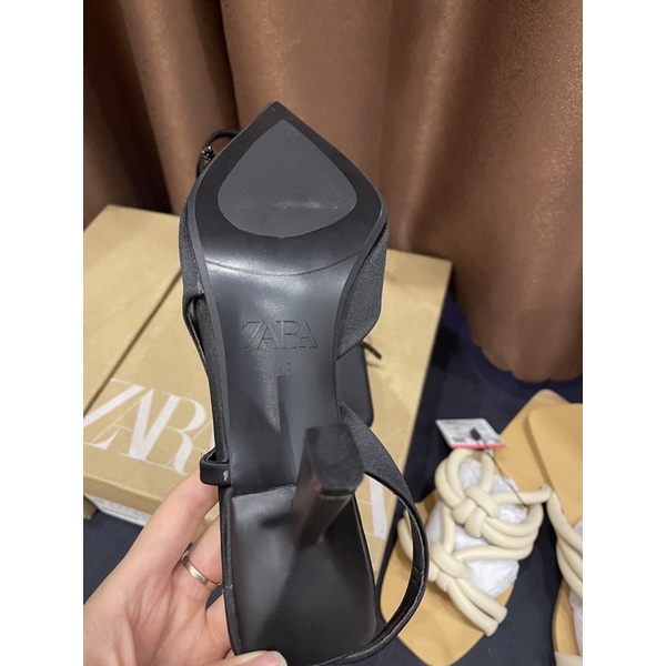 Order giày cao gót ZARA 2021 xuất dư của nữ Giày cao gót mũi nhọn nơ sáng slingback
