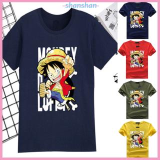Áo thun cổ tròn ngắn tay in hình Luffy độc đáo
