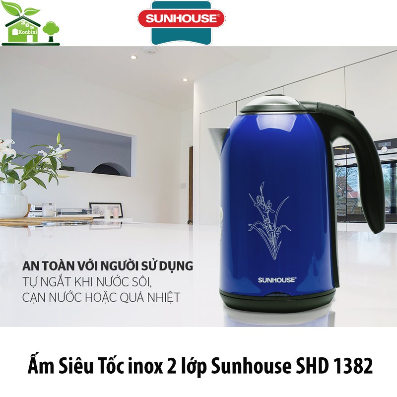 Ấm siêu tốc inox 2 lớp 1.7 L SUNHOUSE SHD1382