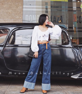 Quần culottes quần jeans ống rộng (ảnh thật shop chụp)