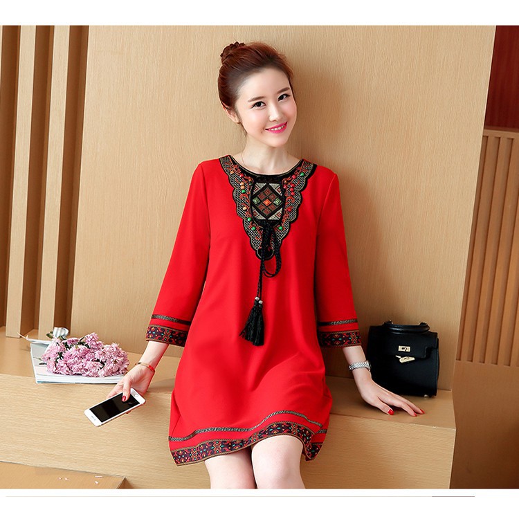 FREESHIP ĐƠN 99K_ Đầm Dạ Tiệc Hoạ Tiết Thêu Phong Cách Dân Tộc | BigBuy360 - bigbuy360.vn