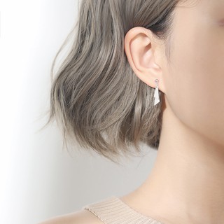 Bông Tai Bạc Thiết Kế Dáng Dài Tam Giác Đôi Không Gây Dị Ứng Bạc Ta S925 100% Lú Lù Lu Accessories
