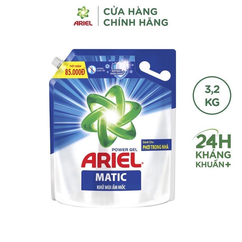 Nước Giặt Ariel Matic Khử Mùi Ẩm Mốc Túi 3,2KG