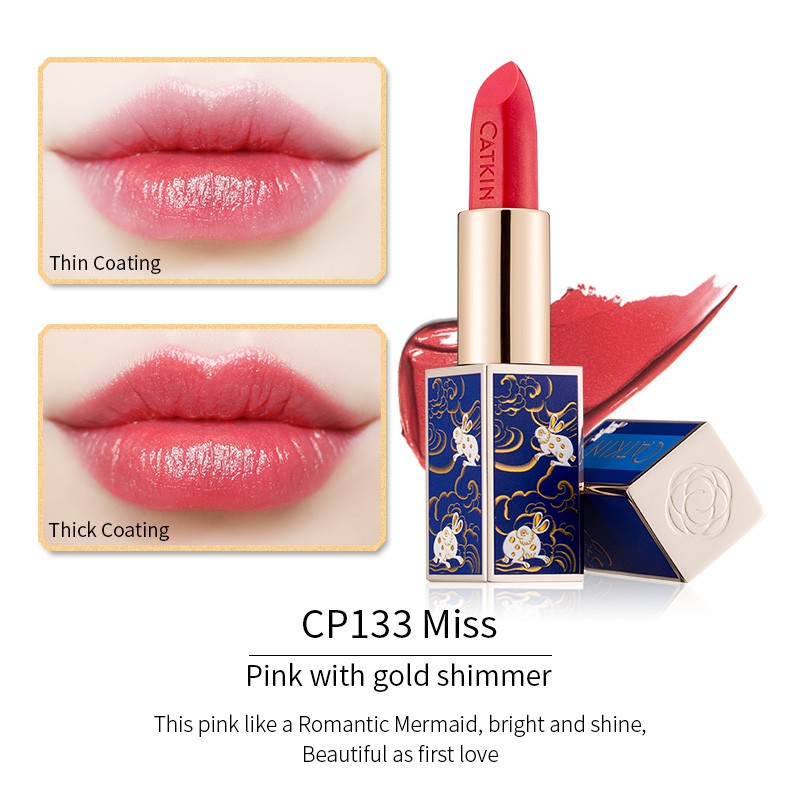 CATKIN - Son nội địa Trung - Son dưỡng Moisturizing Lipstick CP133 Miss Pink with gold shimmer ( Hồng nhũ vàng sáng)