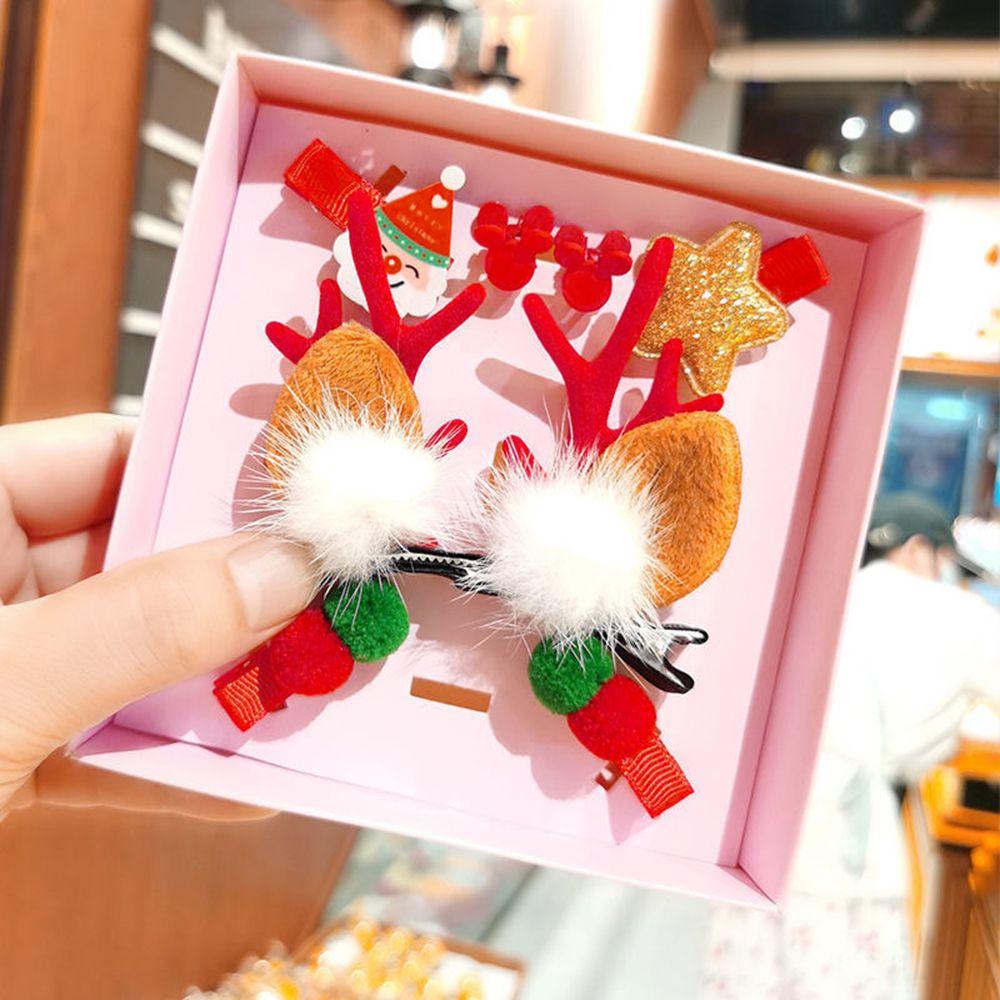 Bộ 8 Kẹp Tóc Hình Tuần Lộc Giáng Sinh Dễ Thương Cho Bé Gái