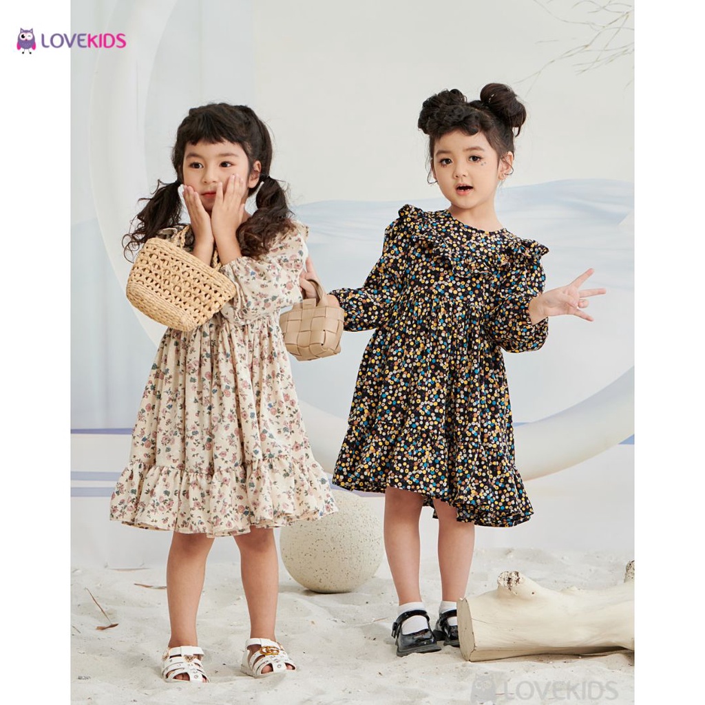 Đầm dài tay phối bèo - Lovekids