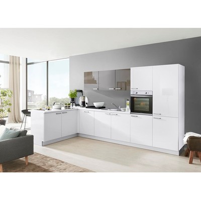 KITCHEN, Tủ bếp gỗ công nghiệp Acrylic bóng gương cao cấp KIT_011, kệ bếp Scandi Home