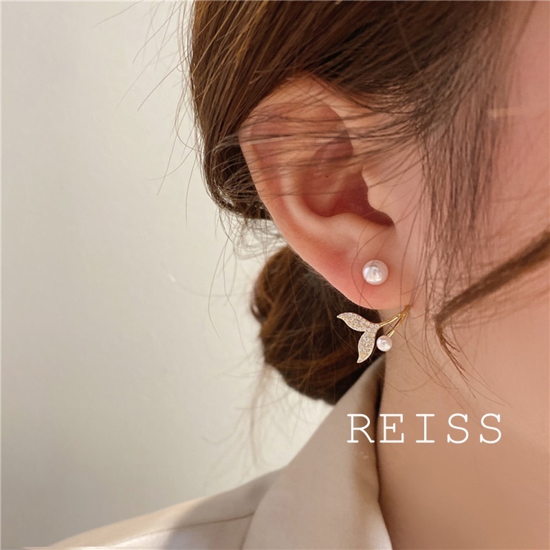 Bông Tai Mạ Bạc 925 Hình Đuôi Cá Thời Trang Hàn Quốc 2021