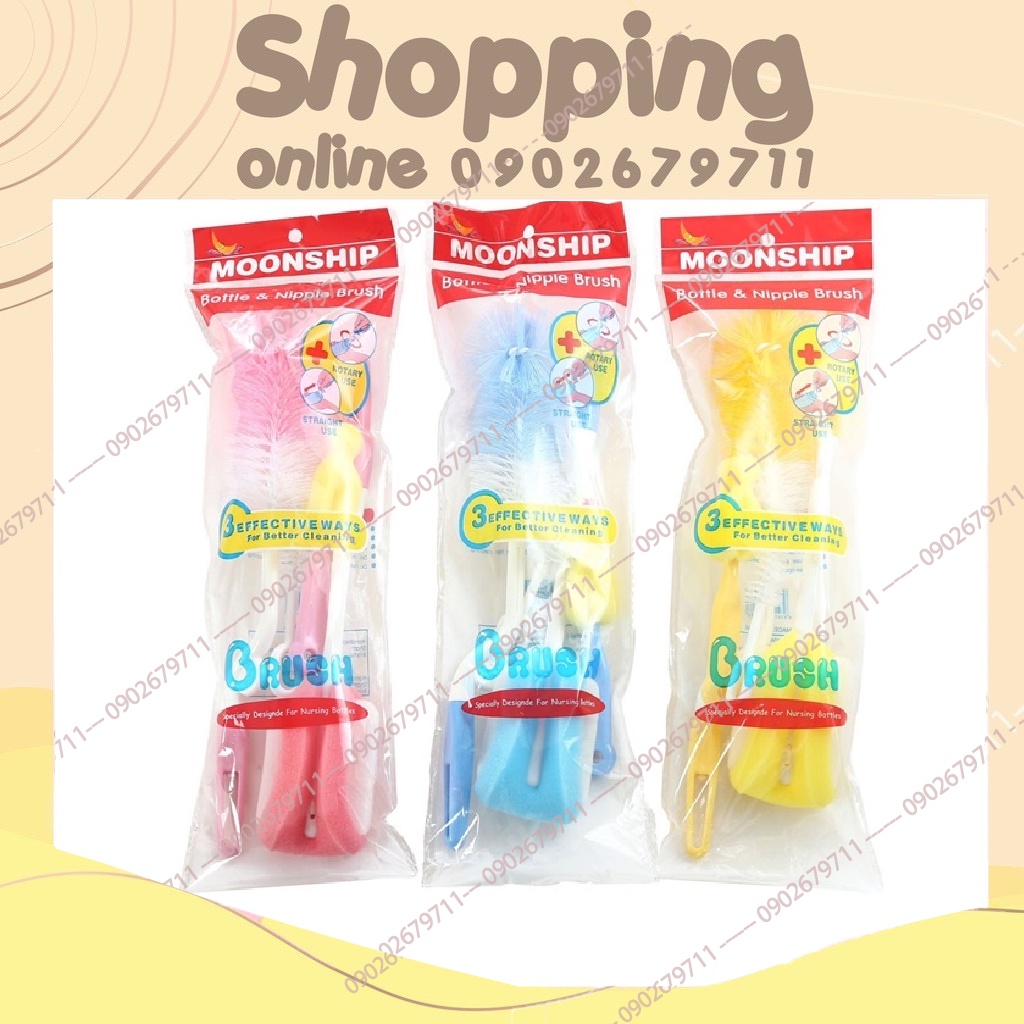 Set 4 Món cọ rửa bình sữa cho bé Moonship