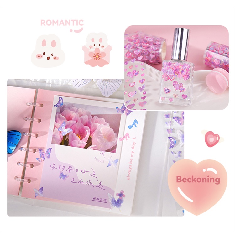 Flowertree 1 Cuộn Băng Keo Washi Hình Dâu Tây Daifuku Trang Trí Sổ Tay Nhật Ký