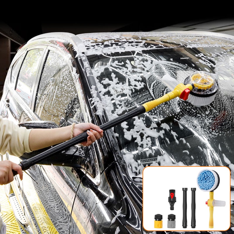 Bộ Cây Lau Chùi Xe Hơi Bằng Vải Microfiber Cán Dài Tự Động