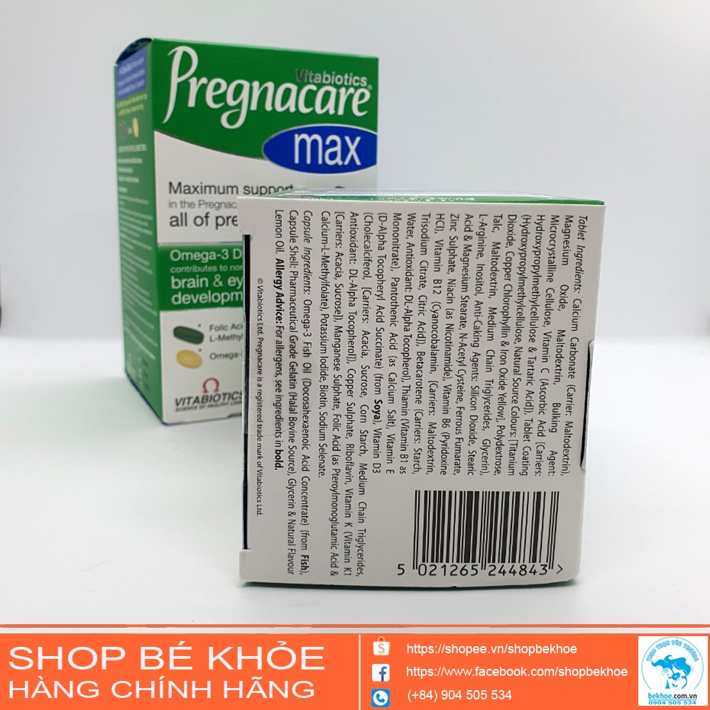 Vitamin bú, bầu Pregnacare Max 84V - Tổng hợp cho bà bầu Pregnacare max của anh