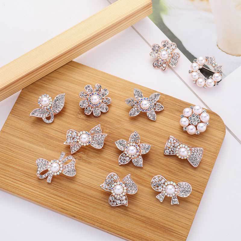 Ghim cài áo MANYUE hình nơ hoa đính ngọc trai thời trang Nhật Hàn cao cấp chống chói cho nữ