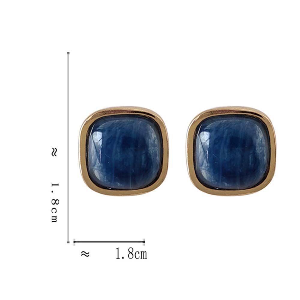 Bông Tai Hình Vuông Bằng Hợp Kim Màu Xanh Dương Thời Trang Cho Nữ