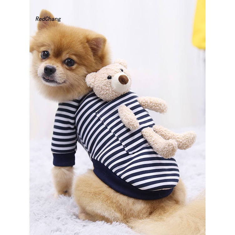Áo sweater chất vải mềm đính búp bê gấu dễ thương cho cún cưng mặc mùa đông