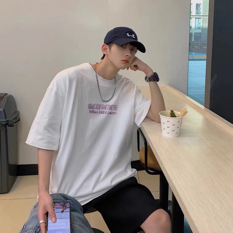 Áo Thun Tay Ngắn Cổ Tròn In Họa Tiết Phong Cách Hàn Quốc Thời Trang Cho Nam Size M-5XL