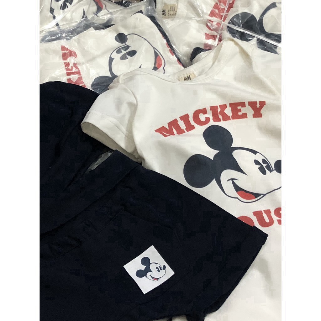 [HANG MỚI] Set body+quần mông thú + mũ Mickey HM chất cotton cho bé trai size 3-24 tháng [HÀNG ĐẸP]