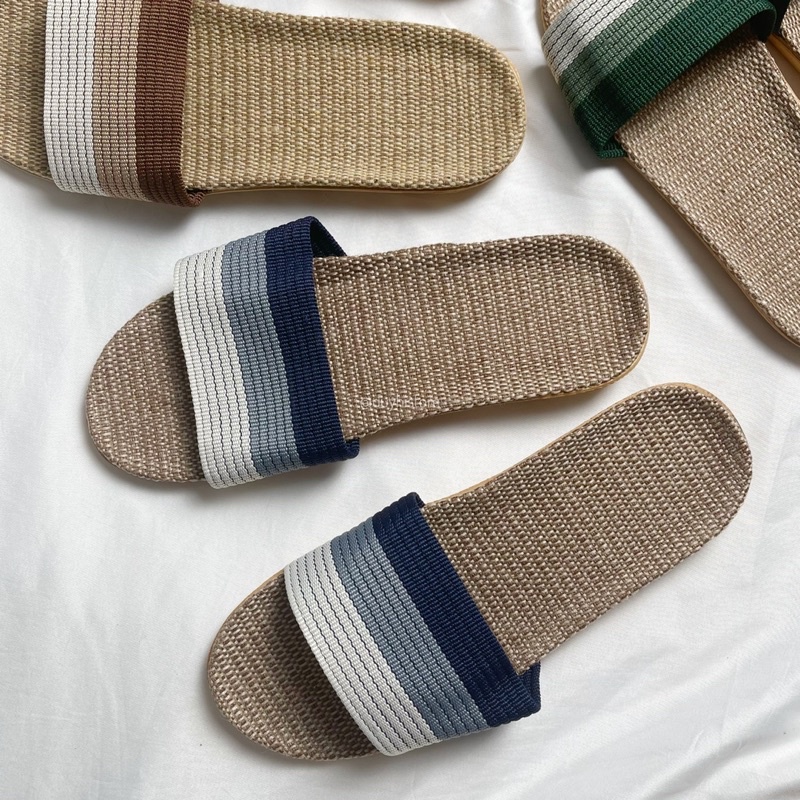 Dép cói sọc quai ngang đi biển dành cho nam nữ | DUYHI