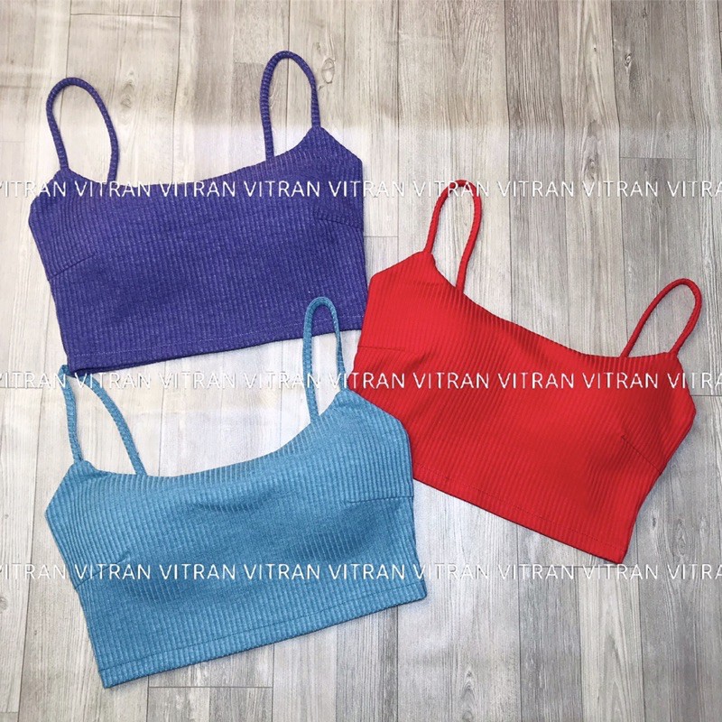 Áo hai dây crotop thun gân có đệm mút | BigBuy360 - bigbuy360.vn