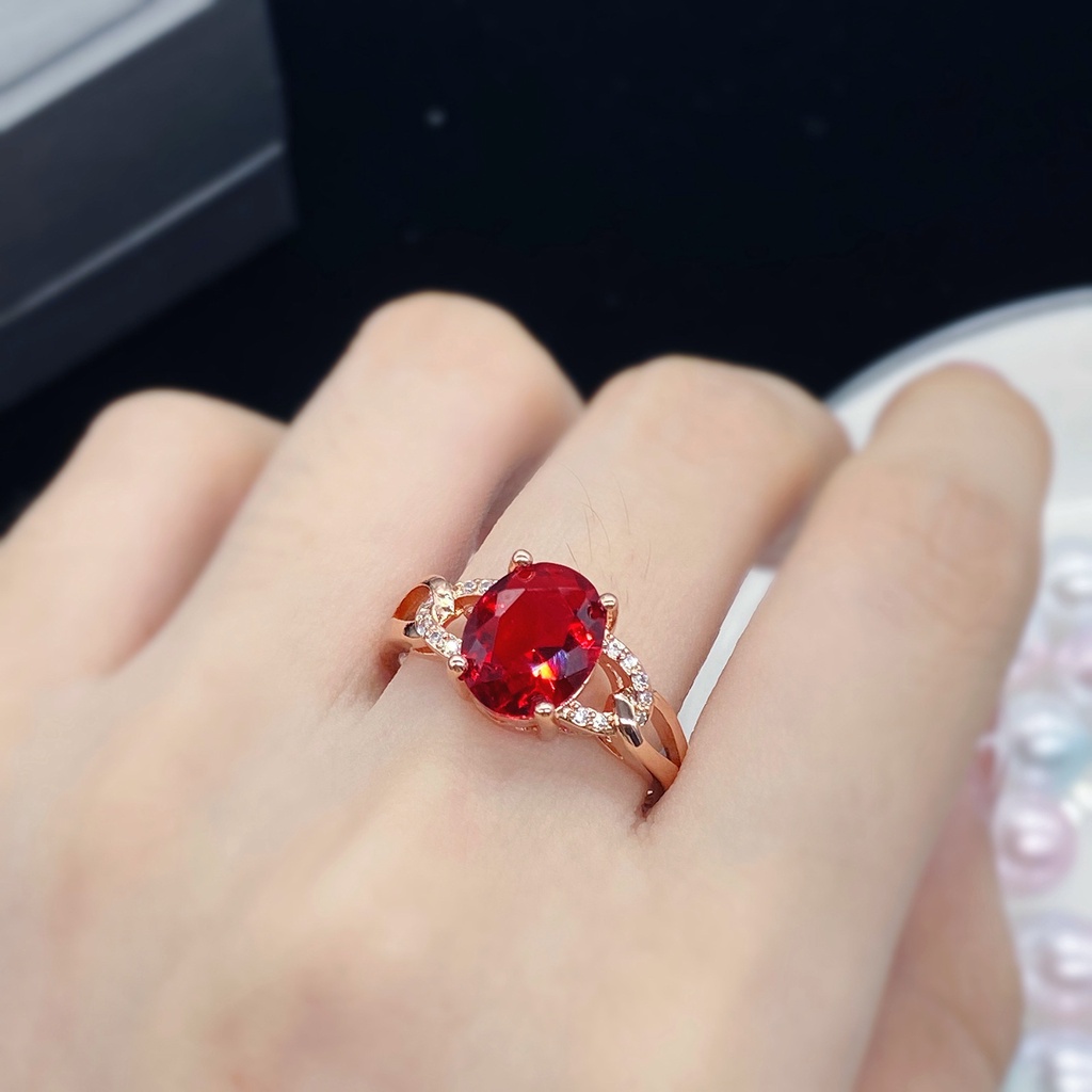 Nhẫn Đính Hôn Bằng Thép Titanium Đính Kim Cương Pha Lê Hồng Vàng Thời Trang Cho Nữ