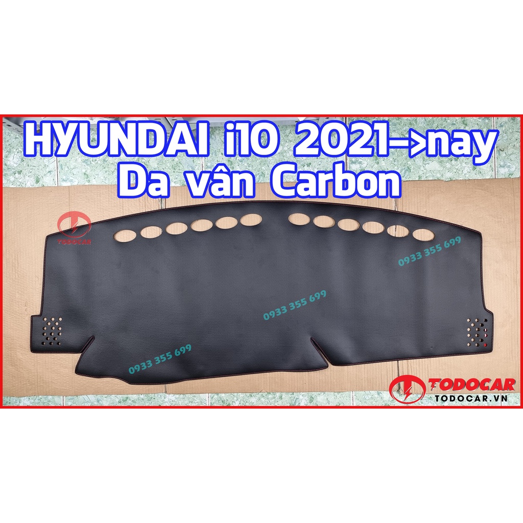 Thảm Taplo HYUNDAI i10 bằng Nhung lông Cừu, Da vân Carbon, Da vân Gỗ