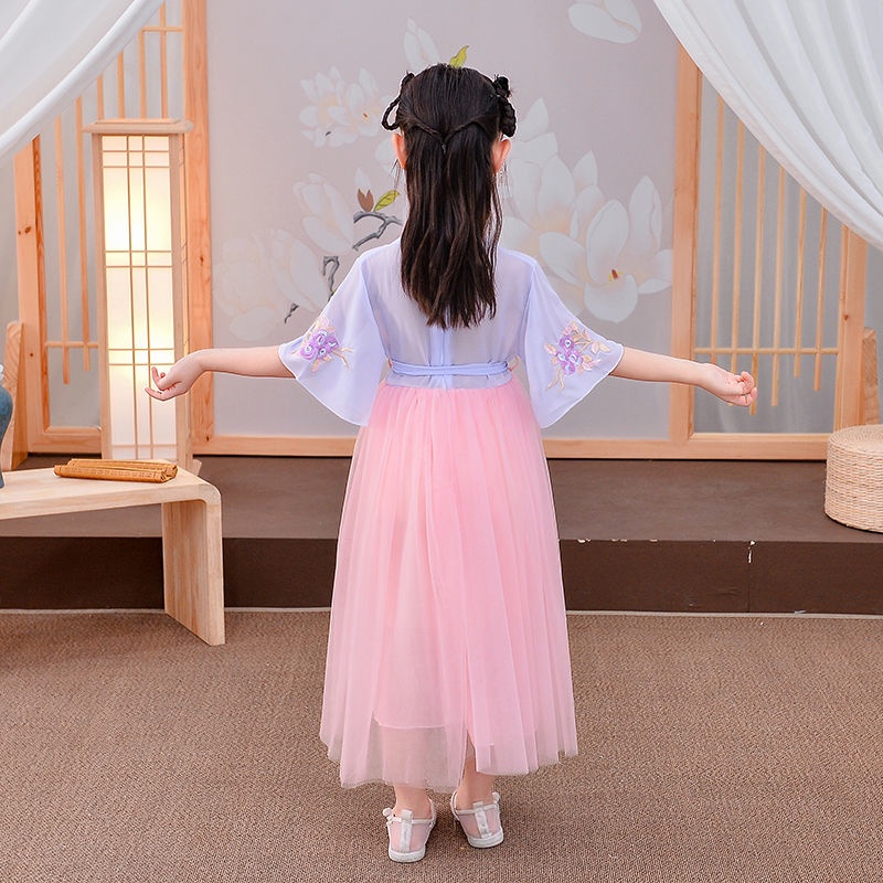 Đầm công chúa tay ngắn phong cách Trung Hoa cổ điển thời trang mùa hè cho bé gái 4-15 tuổi