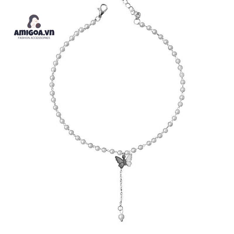 ✨✨ Vòng cổ Mặt Hình Bướm Đính Ngọc Trai Phong Cách Retro Hàn Quốc
