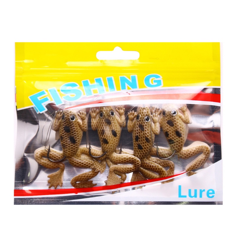 QQ Set 4 Mồi Câu Cá Ếch Giả Bằng Silicon Mềm 60mm 5.2g