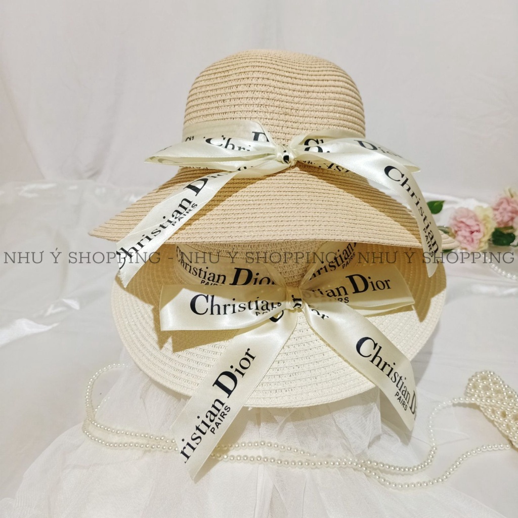 Nón cói mũ cói mềm đi biển cho nữ vành nhỏ nơ in chữ siêu sành điệu-q12m thắt nơ do