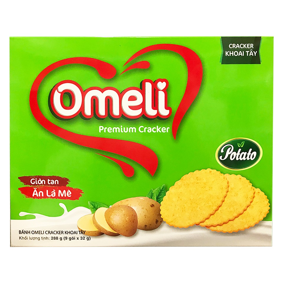 Bánh Omeli Cracker Hộp 288G Khoai Tây/Vừng dừa/Gấc