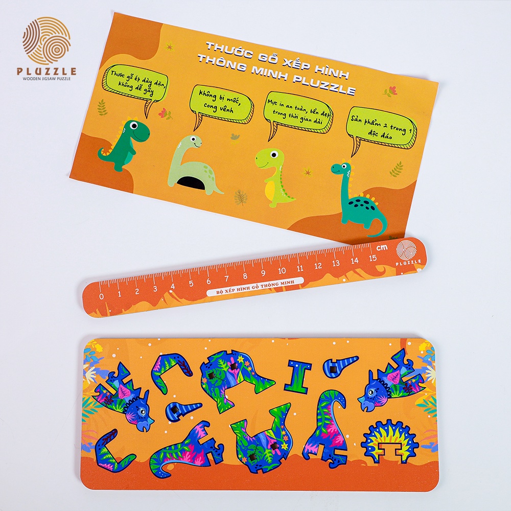 Thước Gỗ Xếp Hình Thông Minh 15cm 2 trong 1 vừa học vừa chơi cho Trẻ từ 5-10 Tuổi - RD01