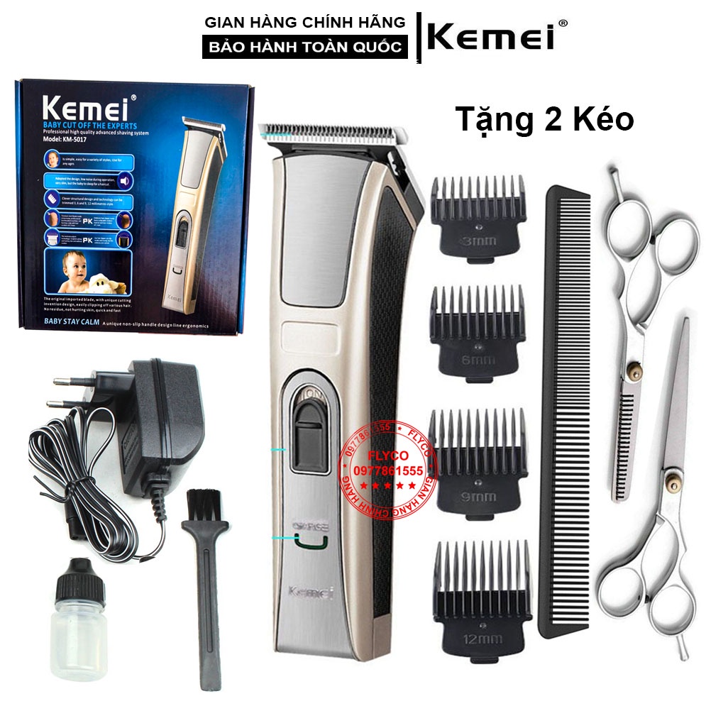 Tông Đơ Cắt Tóc Chuyên Nghiệp Kemei - KM 5017, Có Combo 2 Kéo Cắt Tỉa