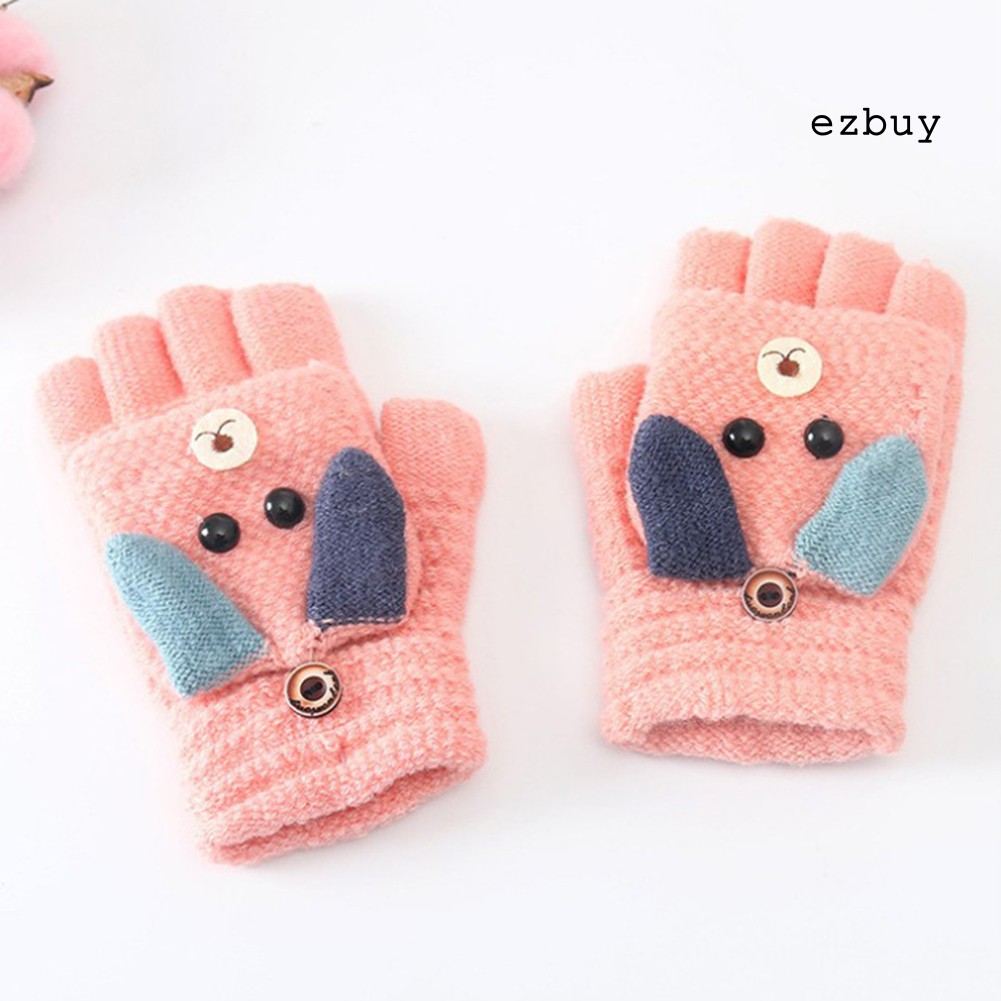 Găng tay len hở ngón họa tiết chú chó đáng yêu cho bé