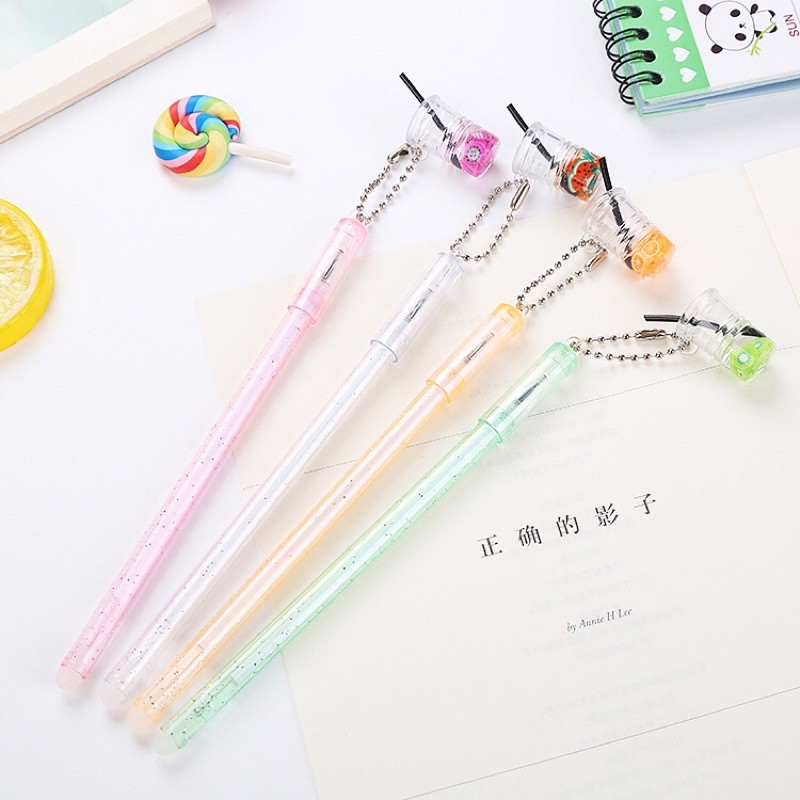 Bút bi nước móc cốc nước mực xanh - tím