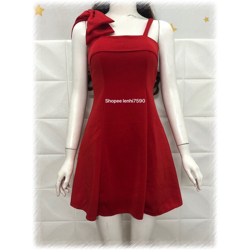(Ảnh thật 2 màu)Đầm dự tiệc dáng xoè 1 dây 1 nơ có mút ngực giá rẻ | BigBuy360 - bigbuy360.vn