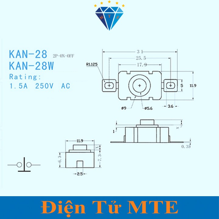 Công tắc đèn Pin, Nút nhấn giữ 2P