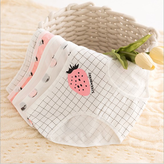 Combo 4 quần lót nữ cotton trái dâu caro